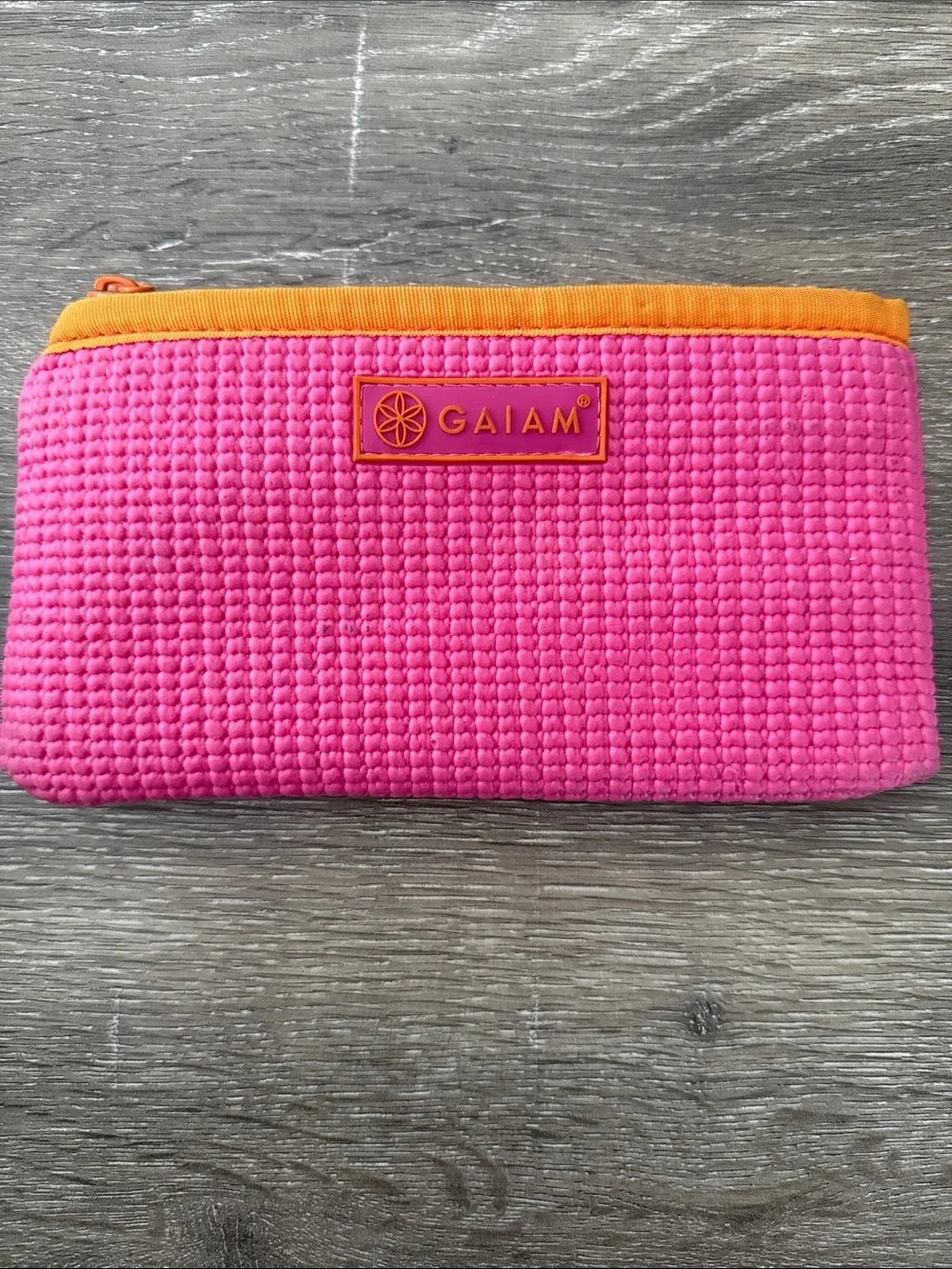 GAIAM Pink Cosmetic Pouch with Orange Trim
